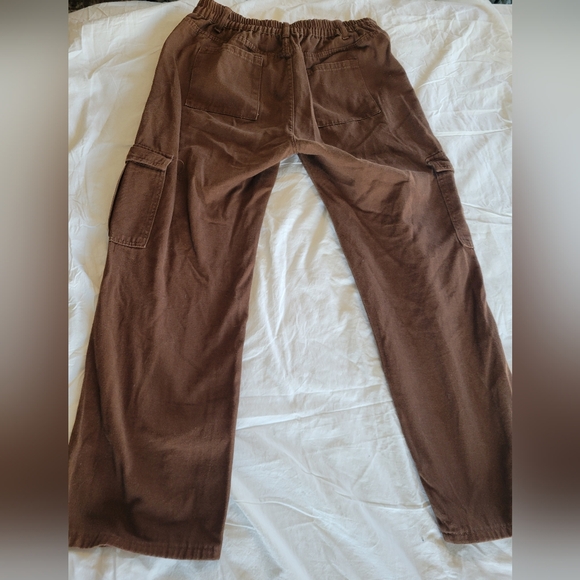 Brown Cargo Pants Small Cotton Utility Wide Leg Y2K Streetwear Size Medium - Picture 5 of 11